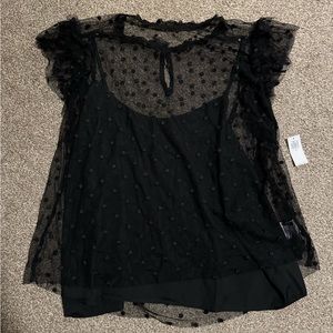 Old Navy black polka dot sheer top - size XL